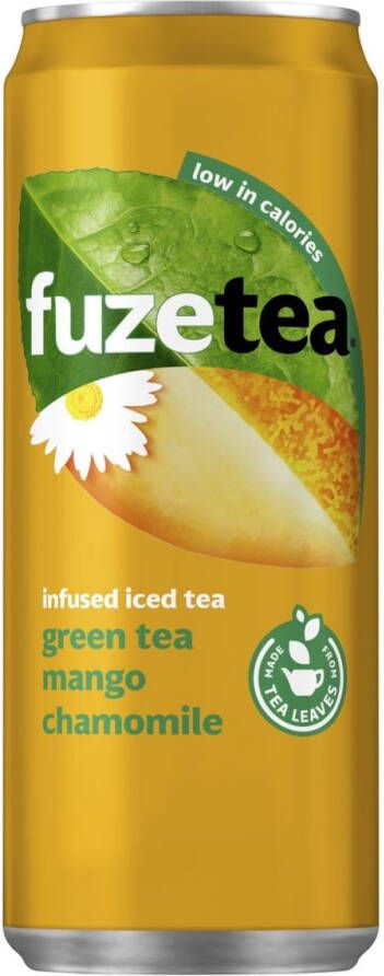 Fuze tea frisdrank niet-bruisend sleek blik van 33 cl pak van 24 stuks groene thee mango kamille