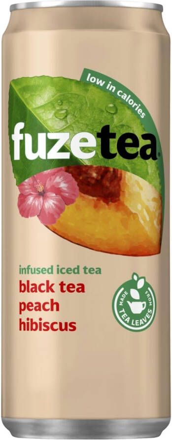 Fuze tea frisdrank niet-bruisend sleek blik van 33 cl pak van 24 stuks perzik hibiscus