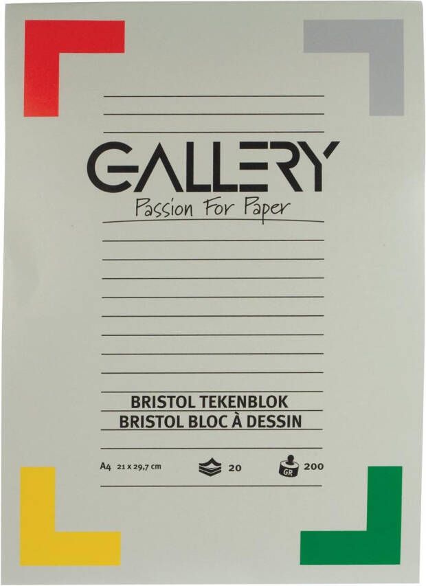 Gallery Bristol tekenpapier 200 g ft 21 x 29 7 cm A4 blok van 20 vel