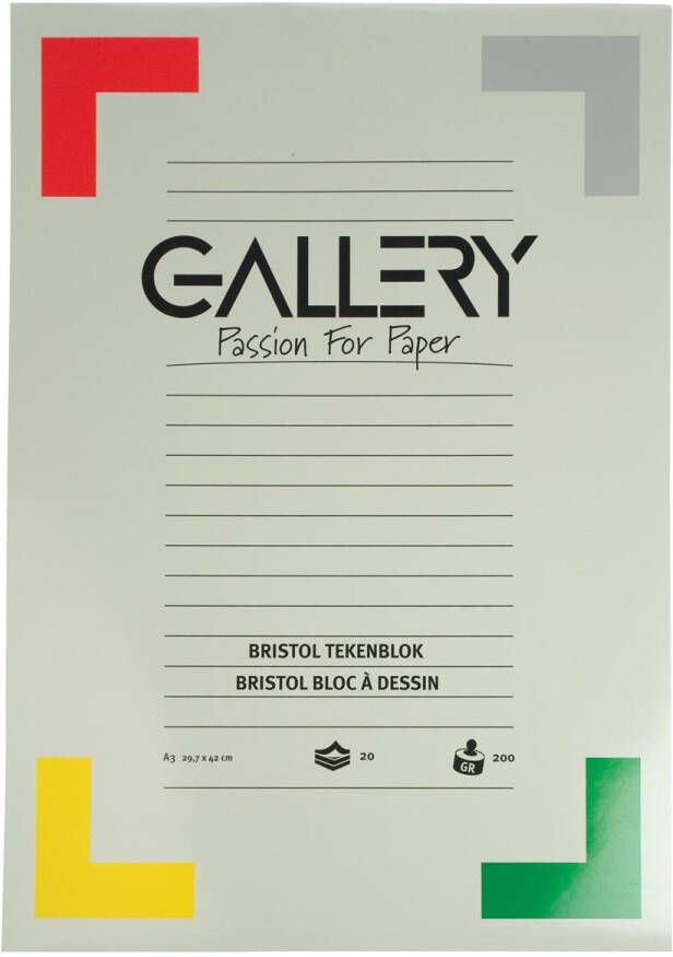 Gallery Bristol tekenpapier 200 g ft 29 7 x 42 cm A3 blok van 20 vel
