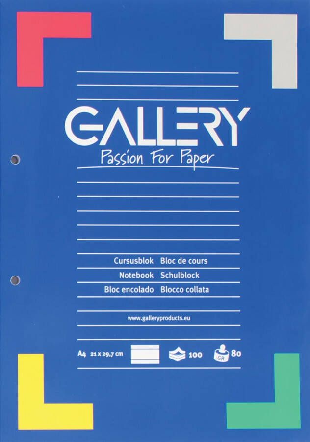 Gallery cursusblok ft A4 80 g m² 2-gaatsperforatie gelijnd 100 vel