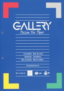 OfficeTown Gallery Cursusblok Ft A4 80 G m² 2-gaatsperforatie Geruit 5 Mm 100 Vel
