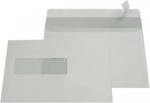 Gallery enveloppen ft 156 x 220 mm venster links stripsluiting binnenzijde grijs 500 stuks