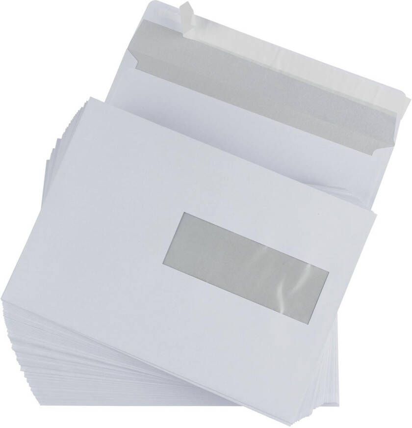 Gallery enveloppen ft 156 x 220 mm venster rechts stripsluiting binnenzijde grijs 500 stuks