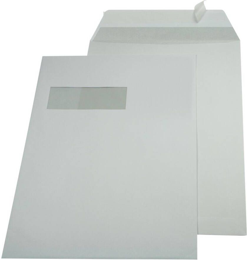 Gallery enveloppen ft 229 x 324 mm venster links stripsluiting binnenzijde grijs doos van 250 stuks