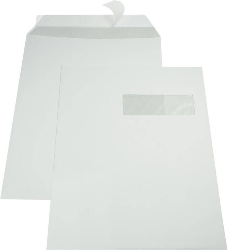 Gallery enveloppen ft 229 x 324 mm venster rechts stripsluiting binnenzijde grijs doos van 250 stuks