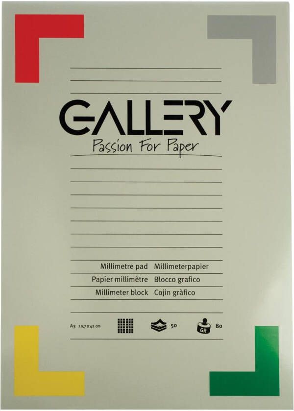 Gallery millimeterpapier ft 29 7 x 42 cm (A3) blok van 50 vel