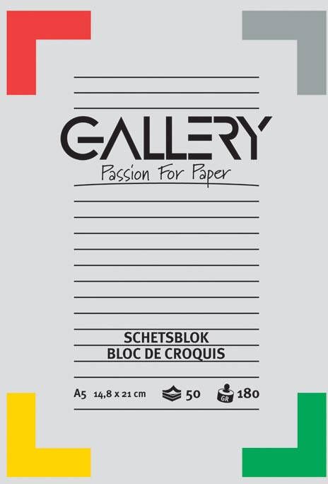 Gallery schetsblok ft 14 8 x 21 cm (A5) 180 g mÂ² blok van 50 vel