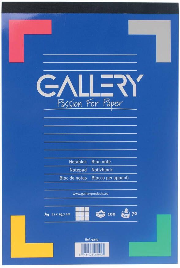 Gallery schrijfblok ft A4 geruit 5 mm blok van 100 vel 10 stuks