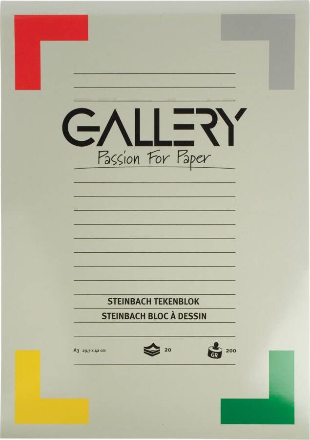 Gallery Steinbach tekenblok gekorreld ft 29 7 x 42 cm (A3) 200 g mÃÂ² blok van 20 vel