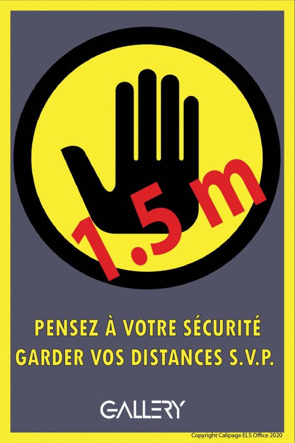 Gallery sticker waarschuwing; houd 1 5 meter afstand ft A5 Frans
