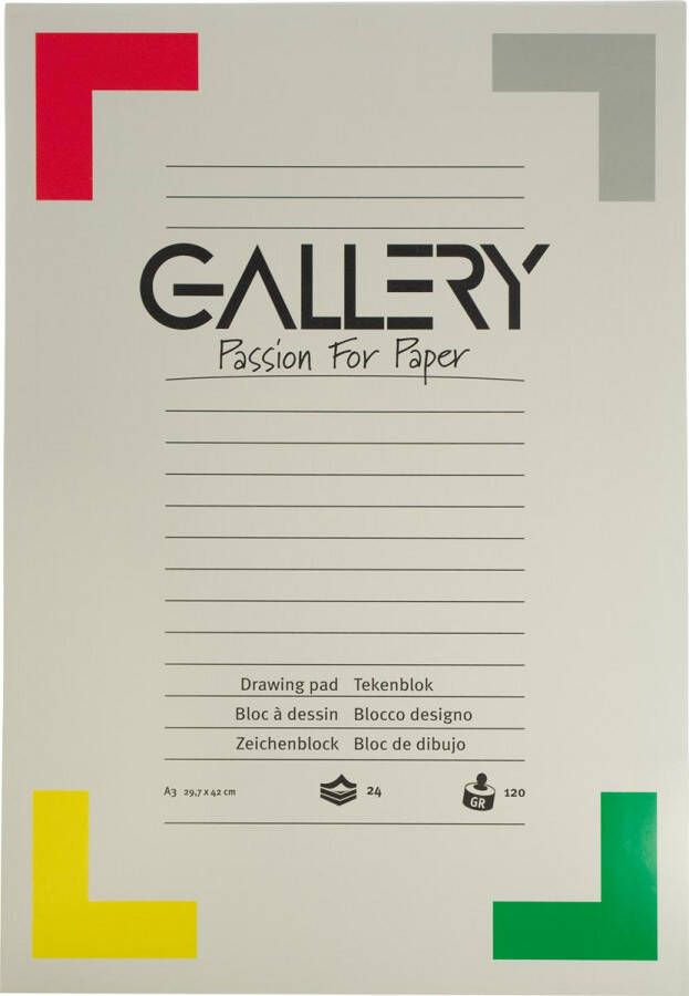 Gallery tekenblok houtvrij papier 120 g m² ft 29 7 x 42 cm (A3) blok van 24 vel
