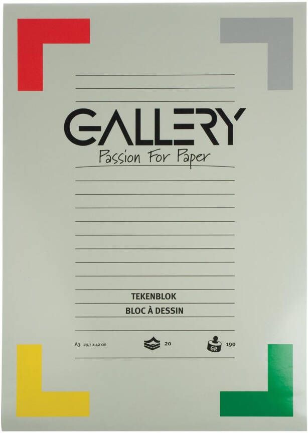 Gallery tekenblok extra zwaar houtvrij papier 190 g mÃÂ² ft 29 7 x 42 cm (A3) blok van 20 vel