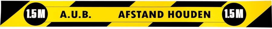 Gallery vloersticker houd 1 5 meter afstand ft 80 x 8 cm geel zwart