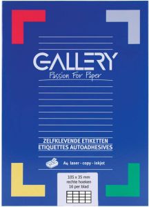 Gallery witte etiketten ft 105 x 35 mm (b x h) rechte hoeken doos van 1.600 etiketten