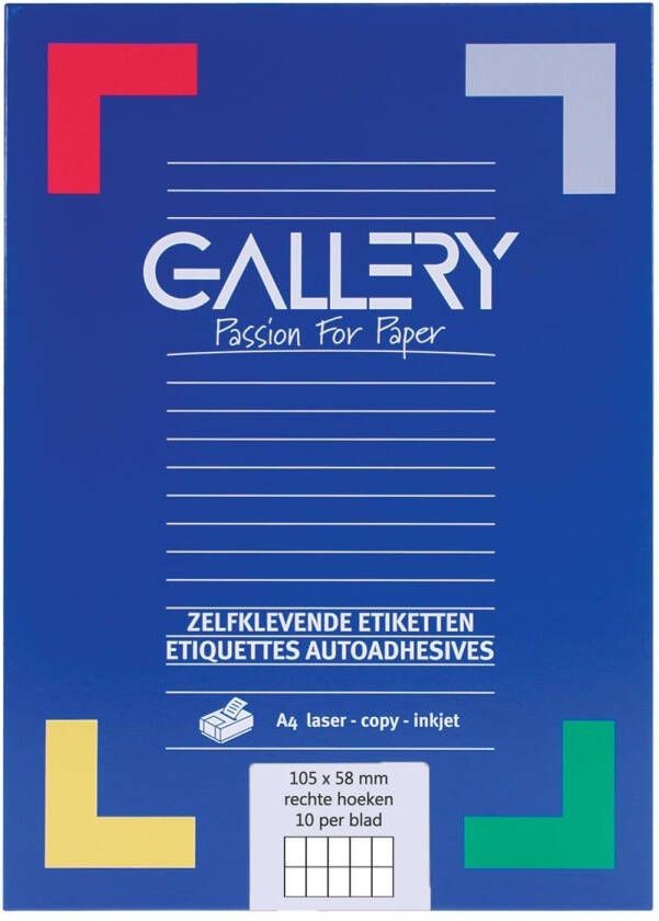 Gallery witte etiketten ft 105 x 58 mm (b x h) rechte hoeken doos van 1.000 etiketten
