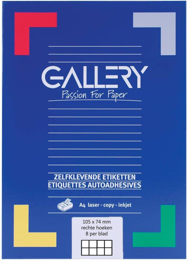 Gallery witte etiketten Ft 105 x 74 mm (b x h) rechte hoeken doos van 800 etiketten