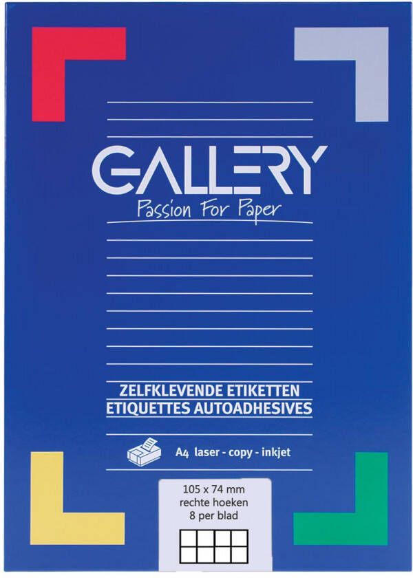 Gallery witte etiketten Ft 105 x 74 mm (b x h) rechte hoeken doos van 800 etiketten