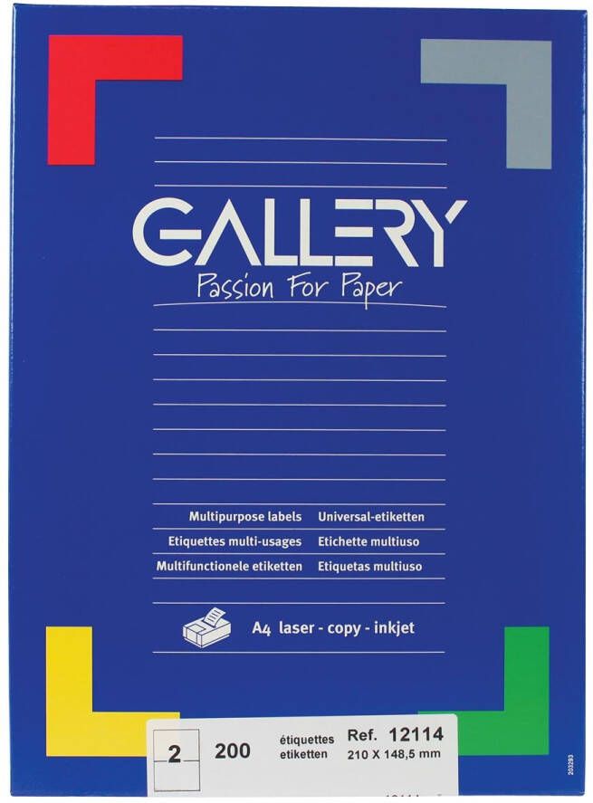 Gallery witte etiketten ft 210 x 148 5 mm (b x h) rechte hoeken doos van 200 etiketten