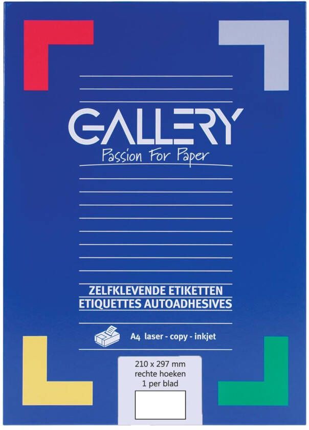 Gallery witte etiketten ft 210 x 297 mm (b x h) rechte hoeken doos van 100 etiketten