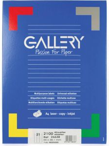 Gallery witte etiketten ft 66 x 38 1 mm (b x h) ronde hoeken doos van 2.100 etiketten