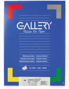 Gallery witte etiketten Ft 70 x 36 mm (b x h) rechte hoeken doos van 2.400 etiketten