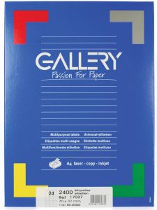 Gallery witte etiketten ft 70 x 37 mm (b x h) rechte hoeken doos van 2.400 etiketten