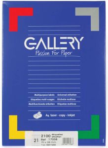 Gallery witte etiketten ft 70 x 38 mm (b x h) rechte hoeken doos van 2.100 etiketten