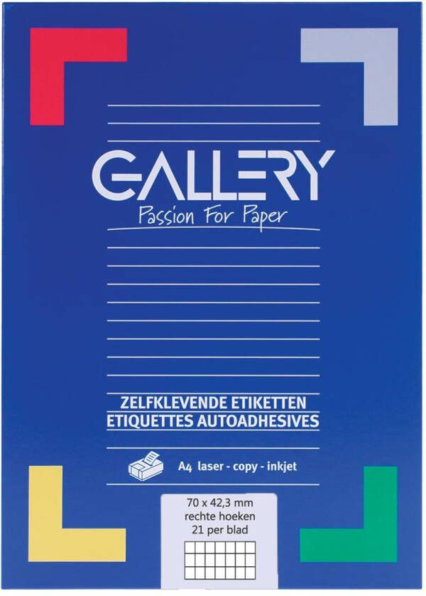 Gallery witte etiketten ft 70 x 42 3 mm (b x h) rechte hoeken doos van 2.100 etiketten
