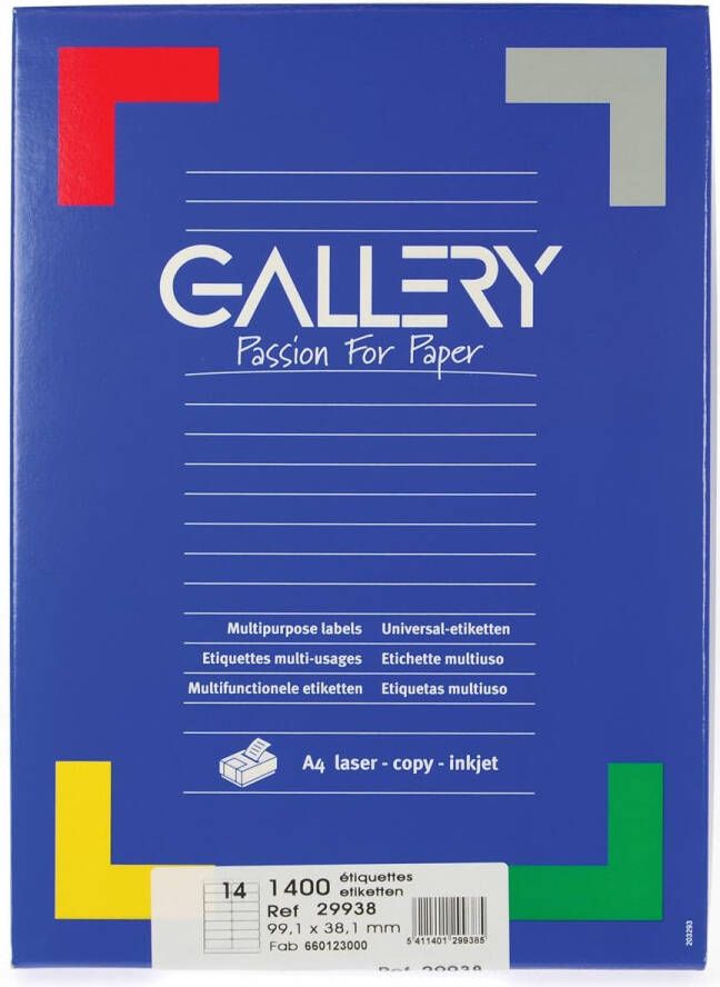 Gallery witte etiketten ft 99 1 x 38 1 mm (b x h) ronde hoeken doos van 1.400 etiketten