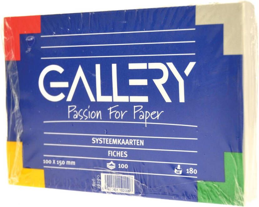 Gallery witte systeemkaarten ft 10 x 15 cm effen pak van 100 stuks