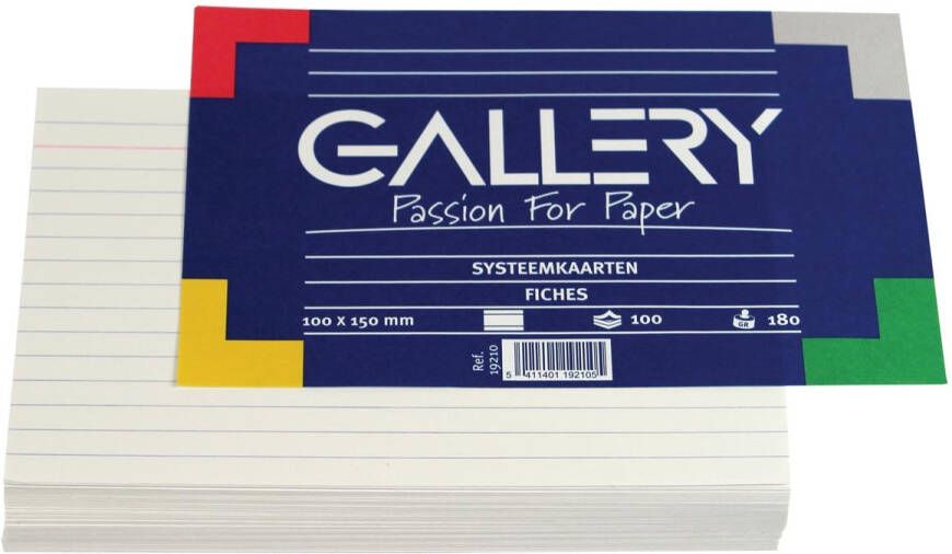 Gallery witte systeemkaarten ft 10 x 15 cm gelijnd pak van 100 stuks