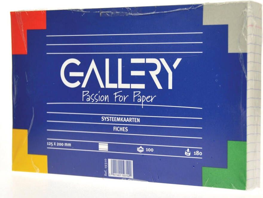 Gallery witte systeemkaarten ft 12 5 x 20 cm gelijnd pak van 100 stuks