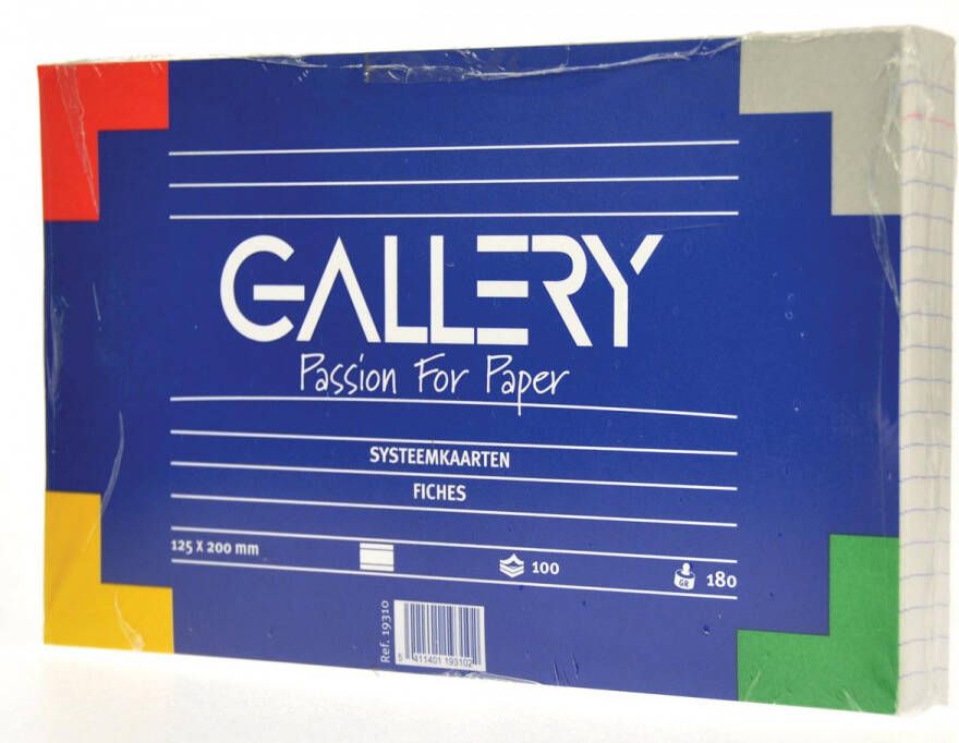 Gallery witte systeemkaarten ft 12 5 x 20 cm gelijnd pak van 100 stuks