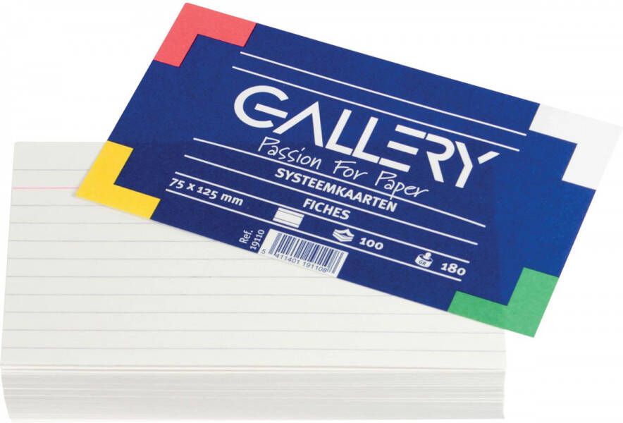 Gallery witte systeemkaarten, ft 7, 5 x 12, 5 cm, gelijnd, pak van 100 stuks online kopen