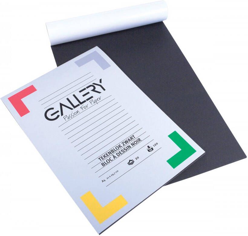 Gallery zwart tekenpapier ft 21 x 29 7 cm A4 120 g m² 20 vel