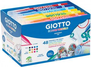 Giotto Decor Textile textielstiften schoolpack met 48 stuks in geassorteerde kleuren