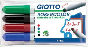 Giotto Robercolor whiteboardmarker maxi ronde punt etui met 4 stuks in geassorteerde kleuren