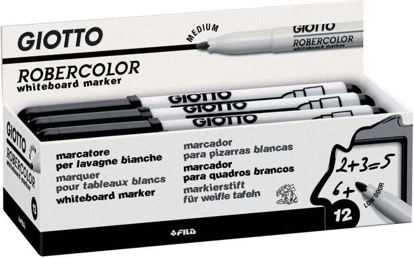 Giotto Robercolor whiteboardmarker medium ronde punt zwart 12 stuks