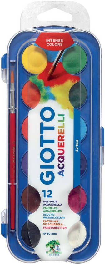 Giotto Gouache 30mm doos Ã  12 kleuren met penseel