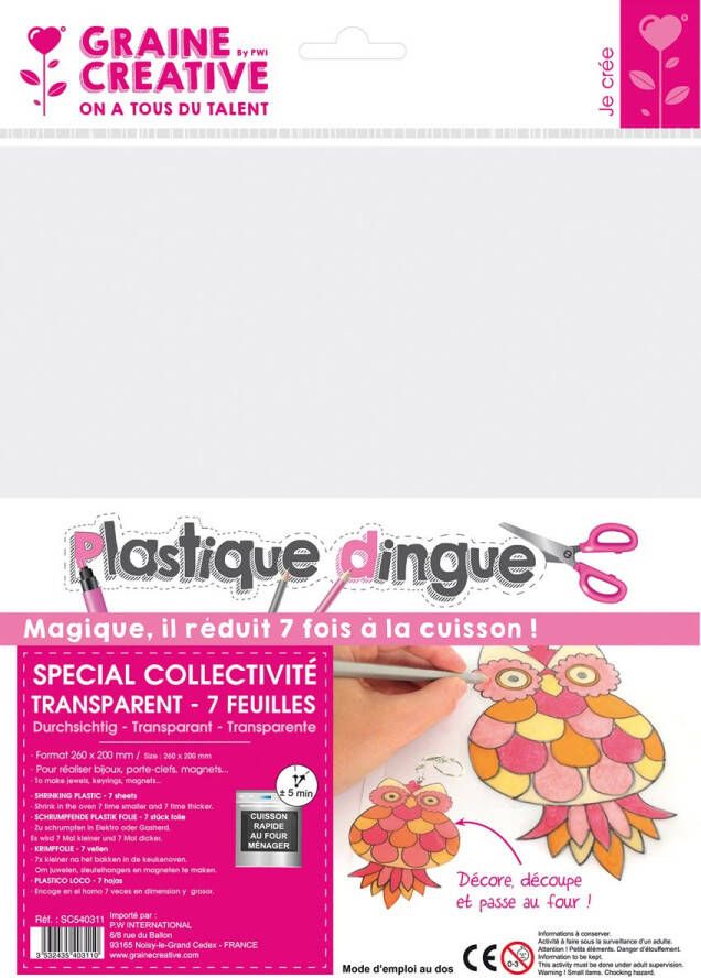 Graine Creative Graine CrÃ©ative krimpplastiek transparant etui van 7 vel