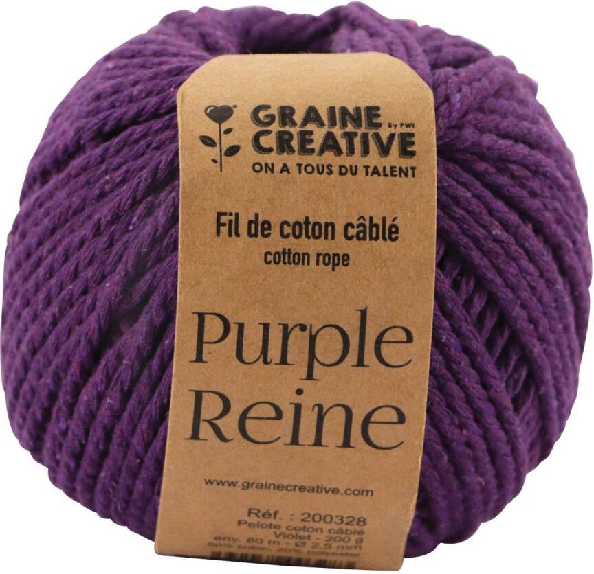Graine Creative Graine CrÃ©ative MacramÃ© touw ft 2 5 mm x 80 m paars