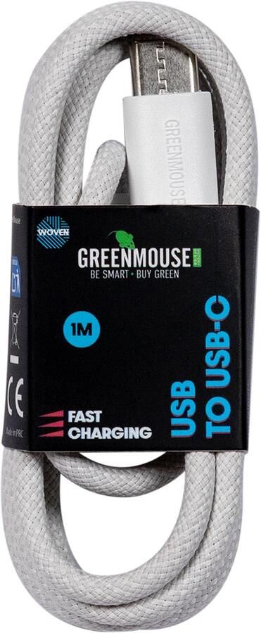 Green Mouse Kabel USB-A to USB-C data Woven 1m
