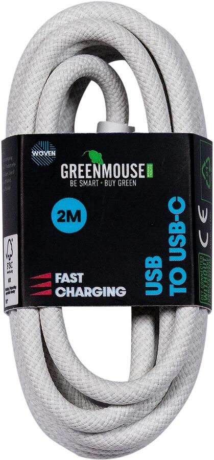 Green Mouse Kabel USB-A to USB-C data Woven 2m