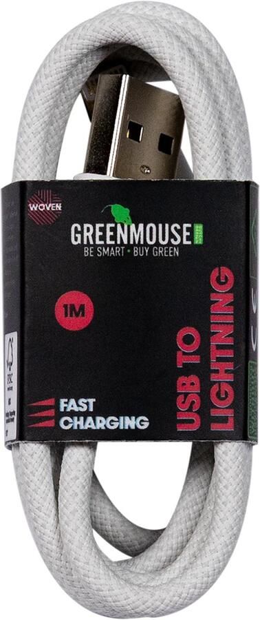 Greenmouse Lightning kabel USB-A naar 8-pin 1 m woven