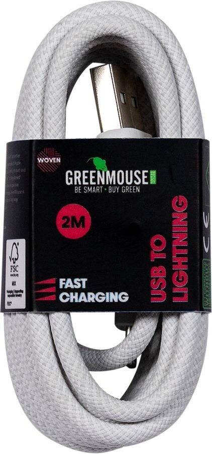 Greenmouse Lightning kabel USB-A naar 8-pin 2 m woven