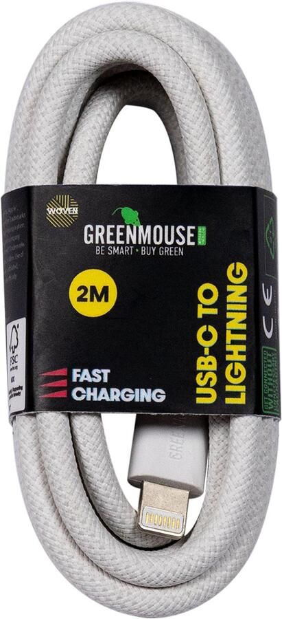 Greenmouse Lightning USB-C kabel USB-C naar 8-pin 2 m woven