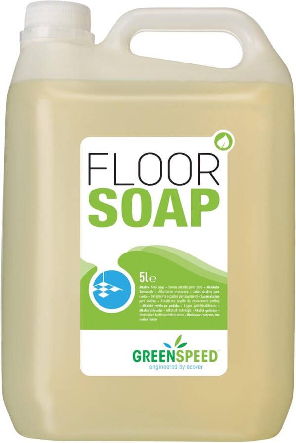 Greenspeed vloerzeep met lijnzaadolie voor poreuze vloeren citrusgeur flacon van 5 liter