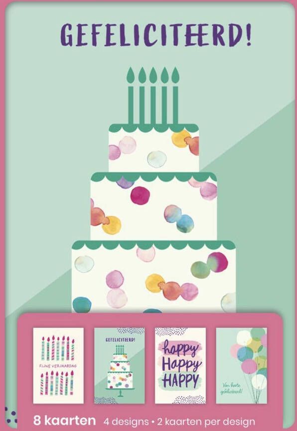 Hallmark wenskaarten gefeliciteerd blister van 8 stuks