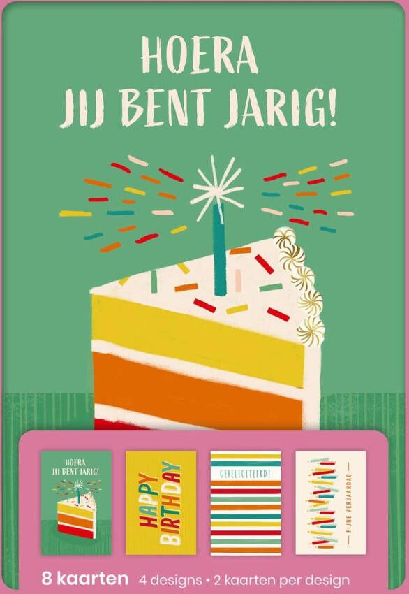 Hallmark wenskaarten hoera jij bent jarig blister van 8 stuks